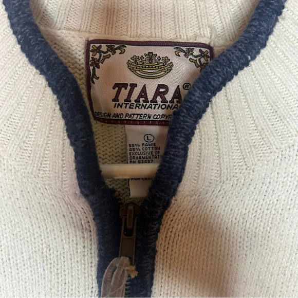 Tiara vintage sweater fair isle cotton blue size large - Picture 8 of 11